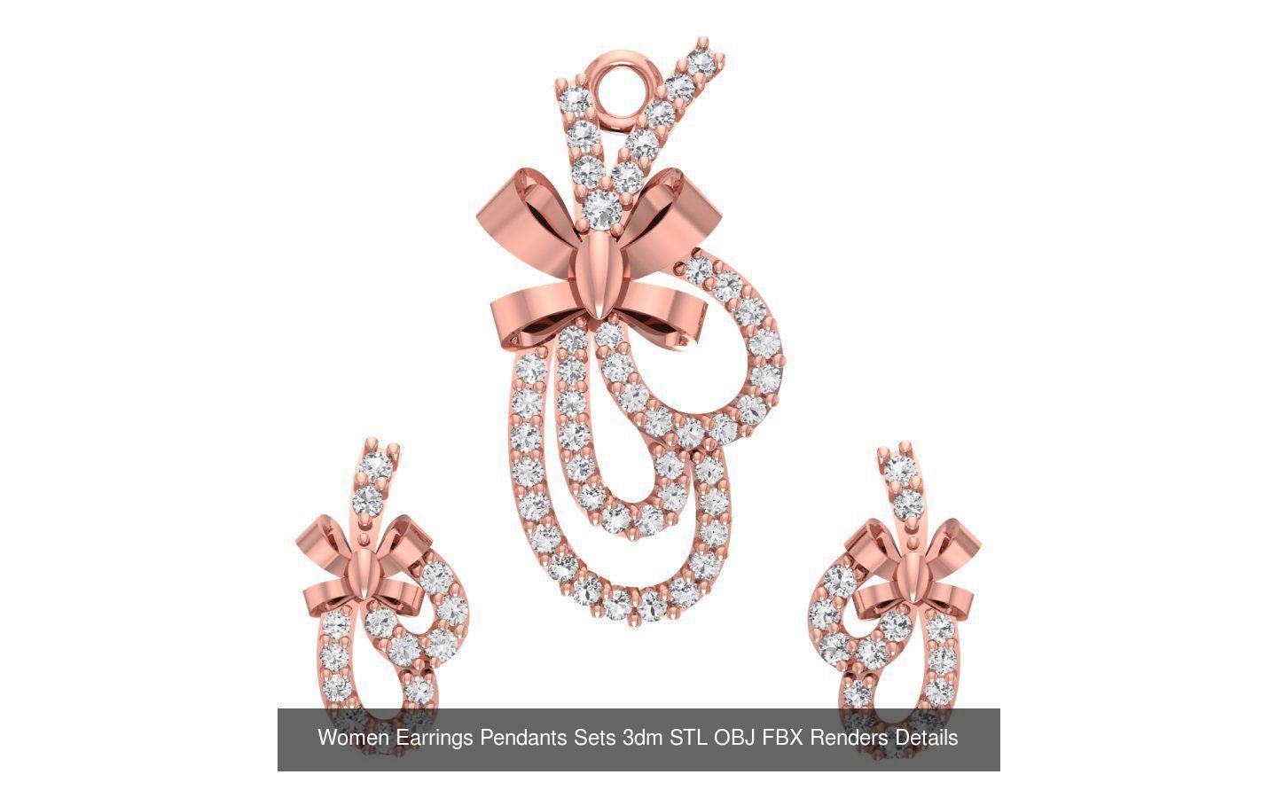 200 Women Earring Pendant Sets 3dm STL OBJ FBX Detail Collection _174