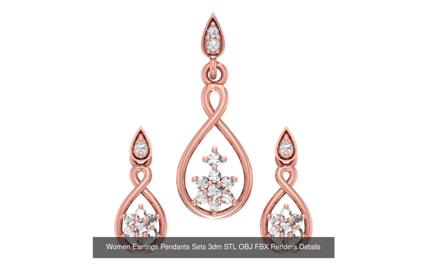 200 Women Earring Pendant Sets 3dm STL OBJ FBX Detail Collection _122