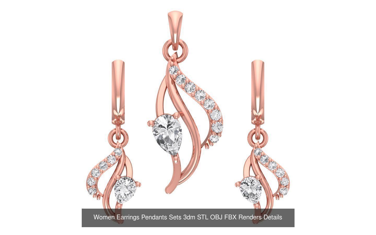 200 Women Earring Pendant Sets 3dm STL OBJ FBX Detail Collection _172