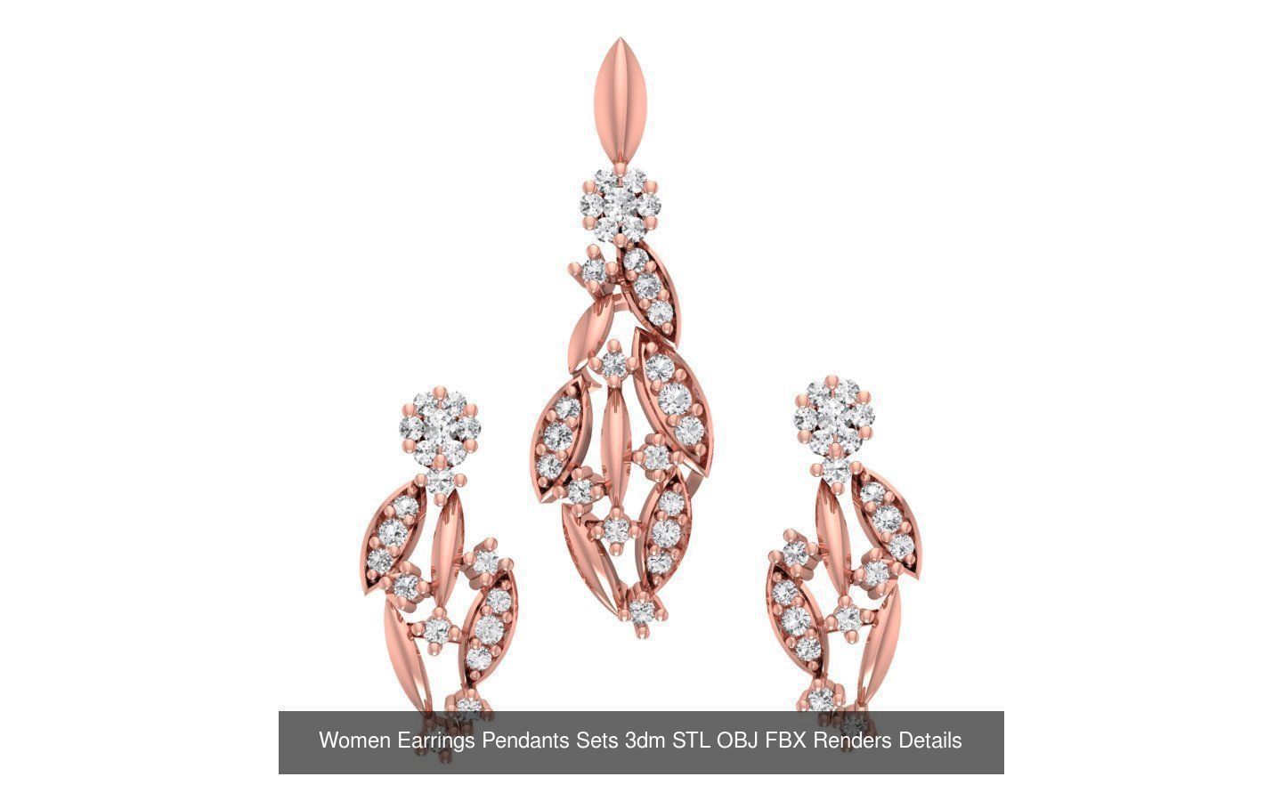 200 Women Earring Pendant Sets 3dm STL OBJ FBX Detail Collection _102