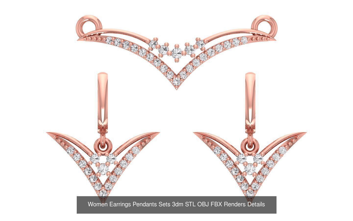 200 Women Earring Pendant Sets 3dm STL OBJ FBX Detail Collection _210