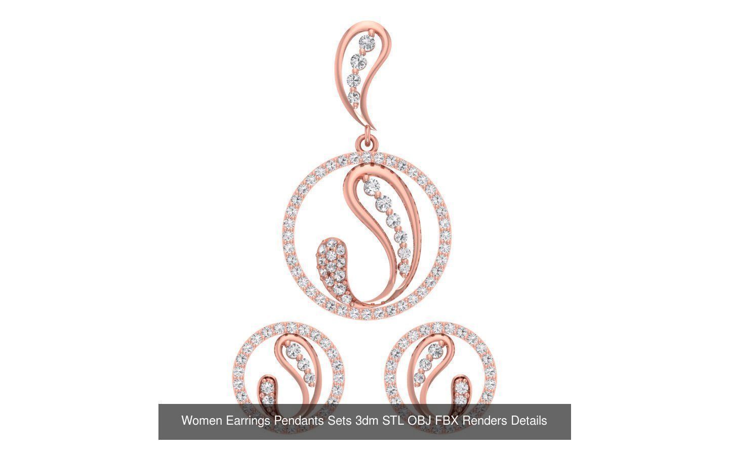 200 Women Earring Pendant Sets 3dm STL OBJ FBX Detail Collection _131