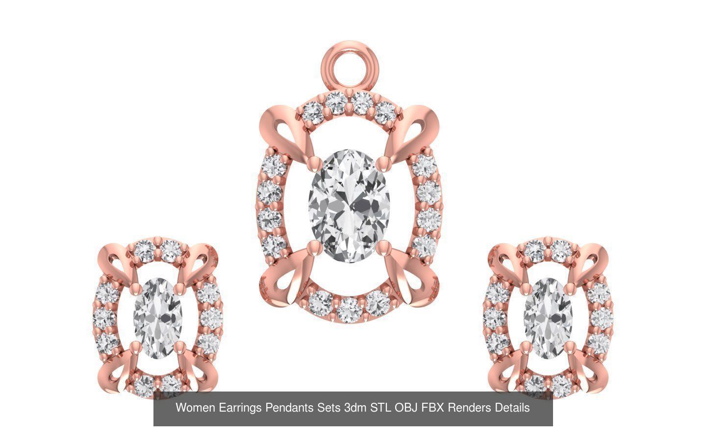 200 Women Earring Pendant Sets 3dm STL OBJ FBX Detail Collection _156