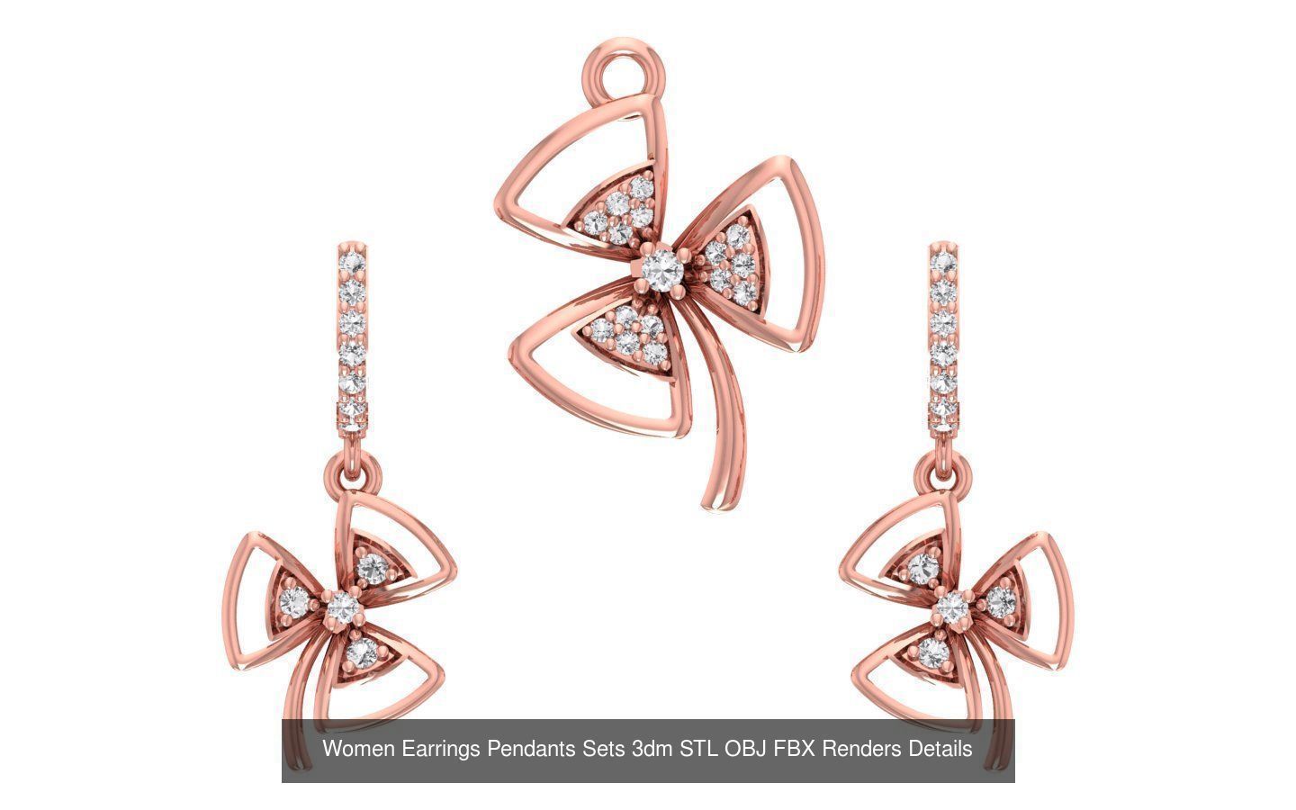 200 Women Earring Pendant Sets 3dm STL OBJ FBX Detail Collection _196