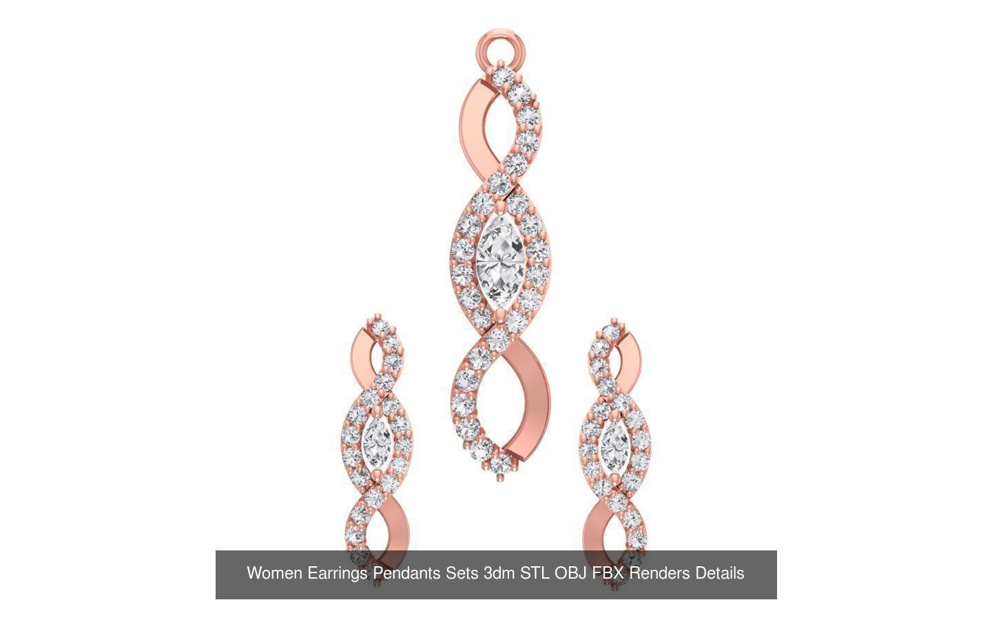 200 Women Earring Pendant Sets 3dm STL OBJ FBX Detail Collection _151