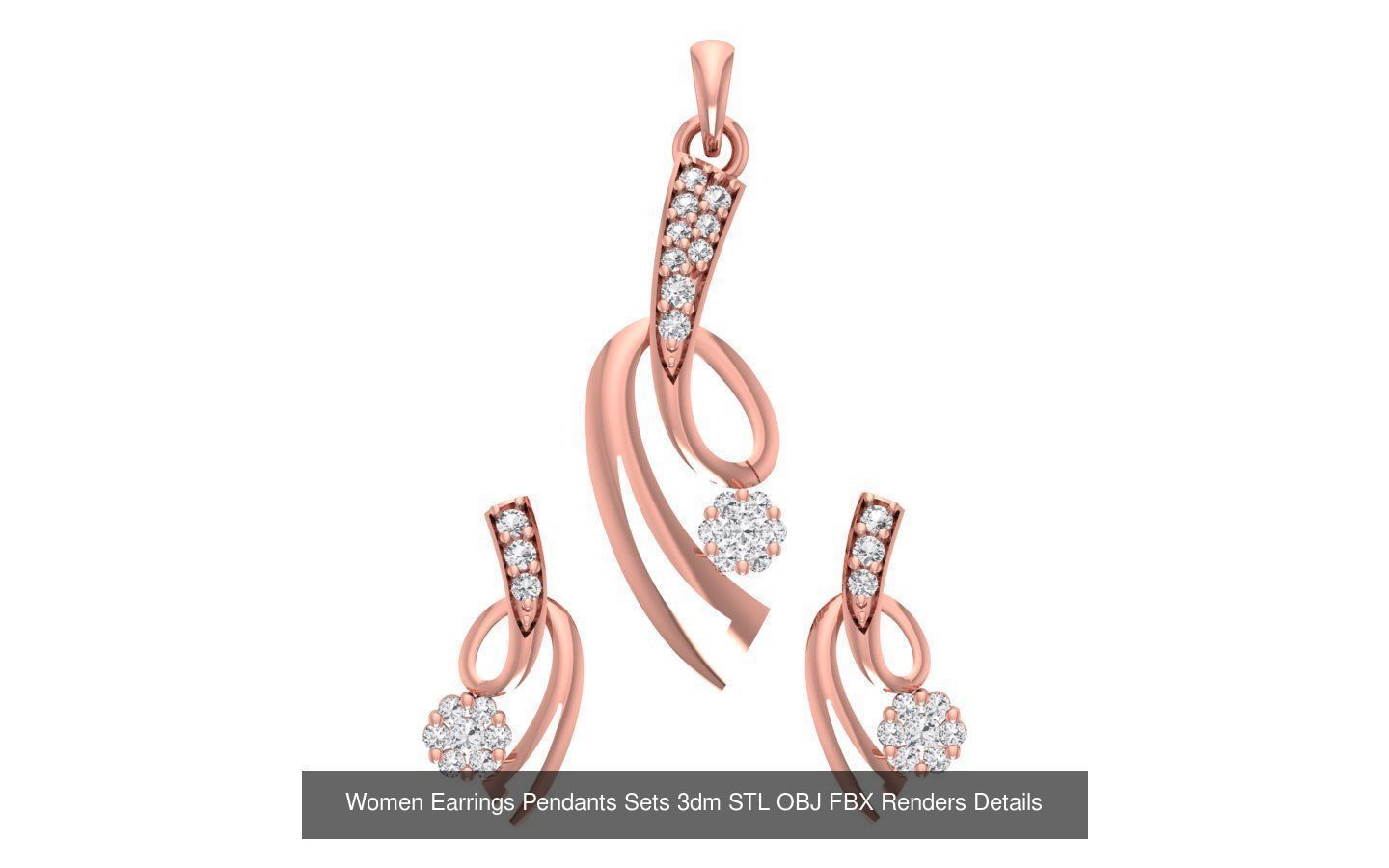 200 Women Earring Pendant Sets 3dm STL OBJ FBX Detail Collection _67