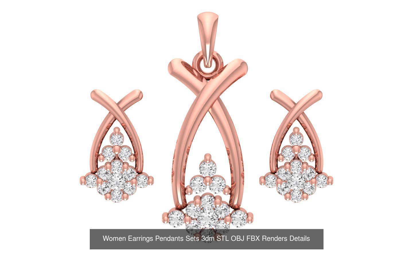 200 Women Earring Pendant Sets 3dm STL OBJ FBX Detail Collection _71