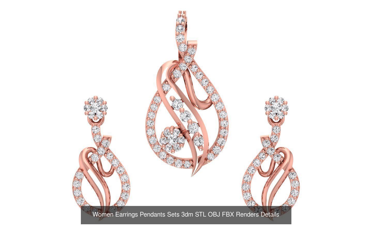 200 Women Earring Pendant Sets 3dm STL OBJ FBX Detail Collection _74