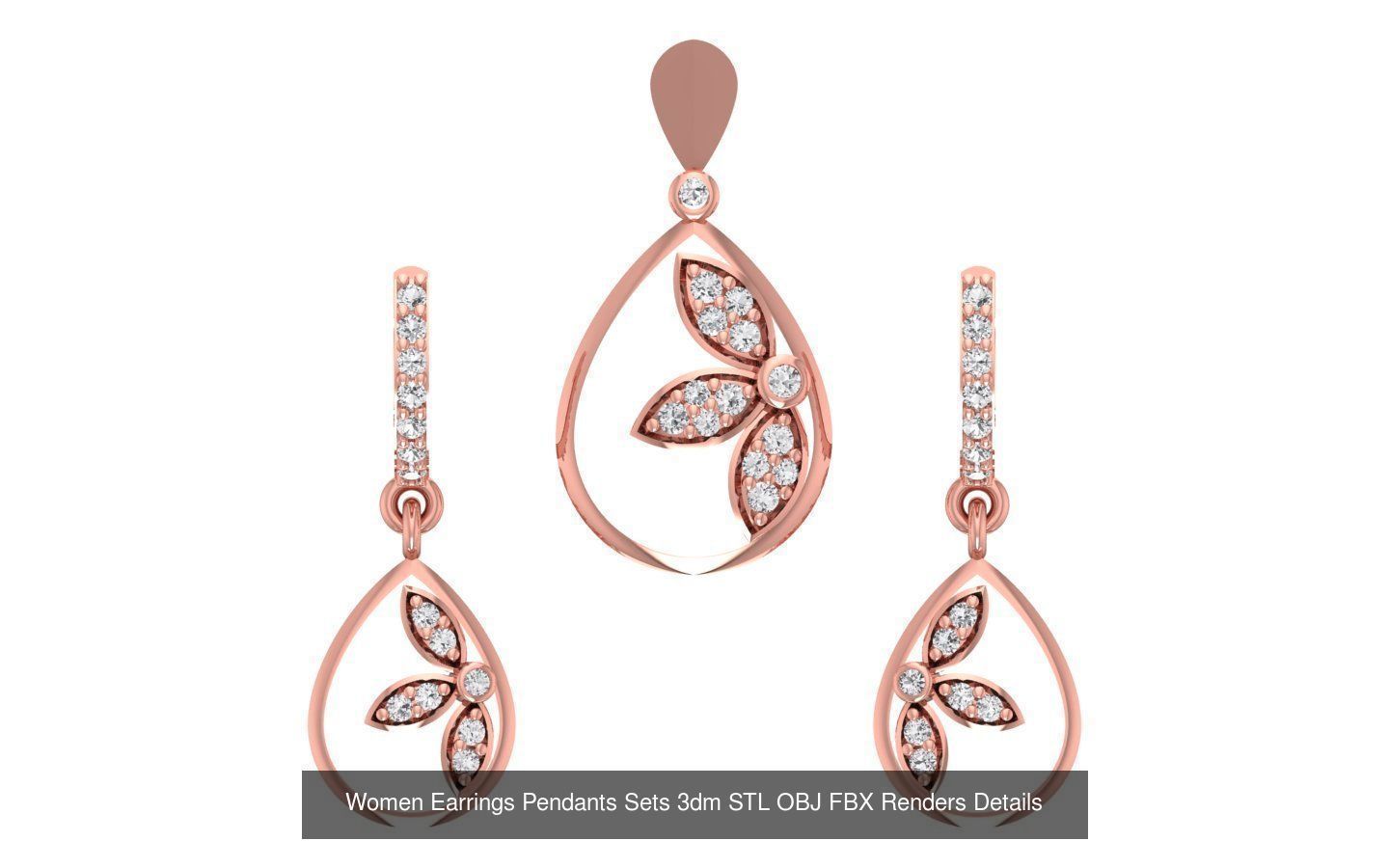 200 Women Earring Pendant Sets 3dm STL OBJ FBX Detail Collection _175