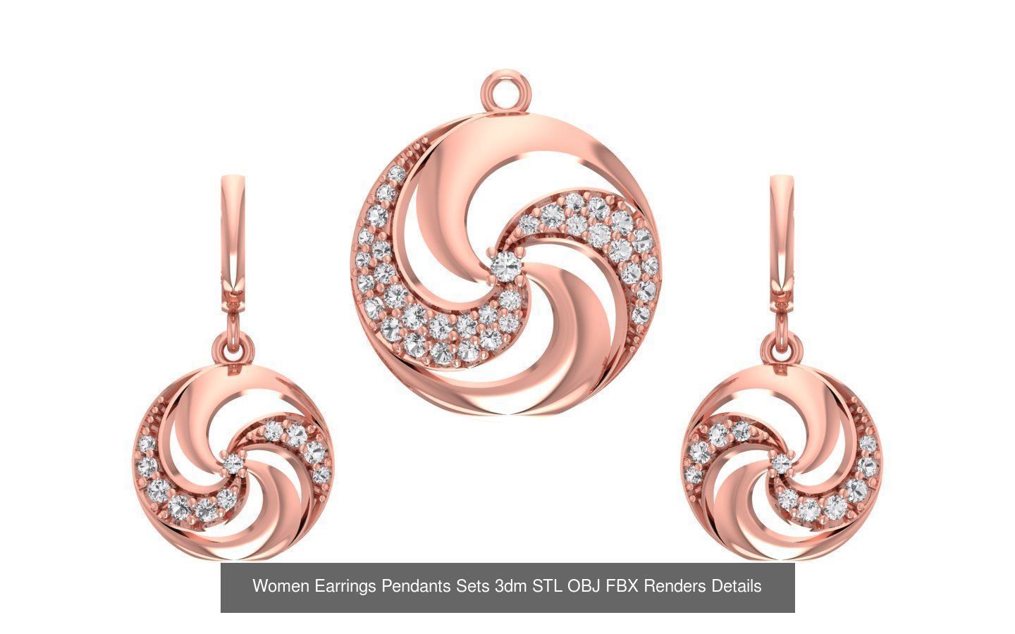 200 Women Earring Pendant Sets 3dm STL OBJ FBX Detail Collection _193