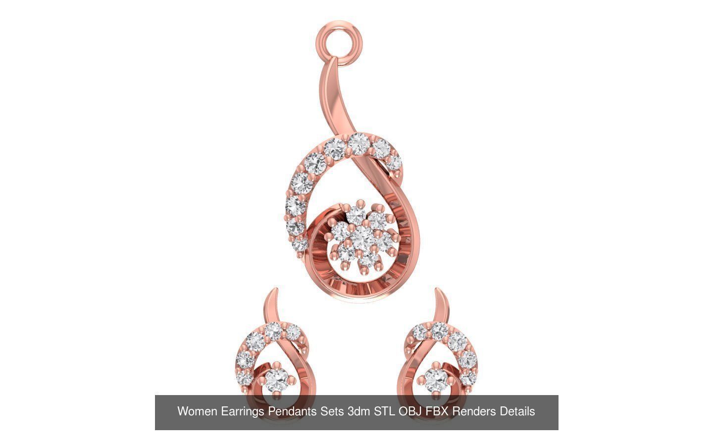 200 Women Earring Pendant Sets 3dm STL OBJ FBX Detail Collection _127