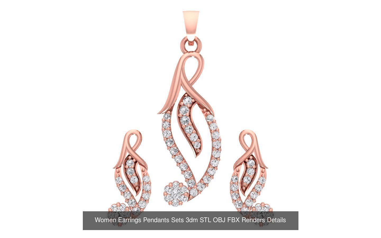 200 Women Earring Pendant Sets 3dm STL OBJ FBX Detail Collection _77