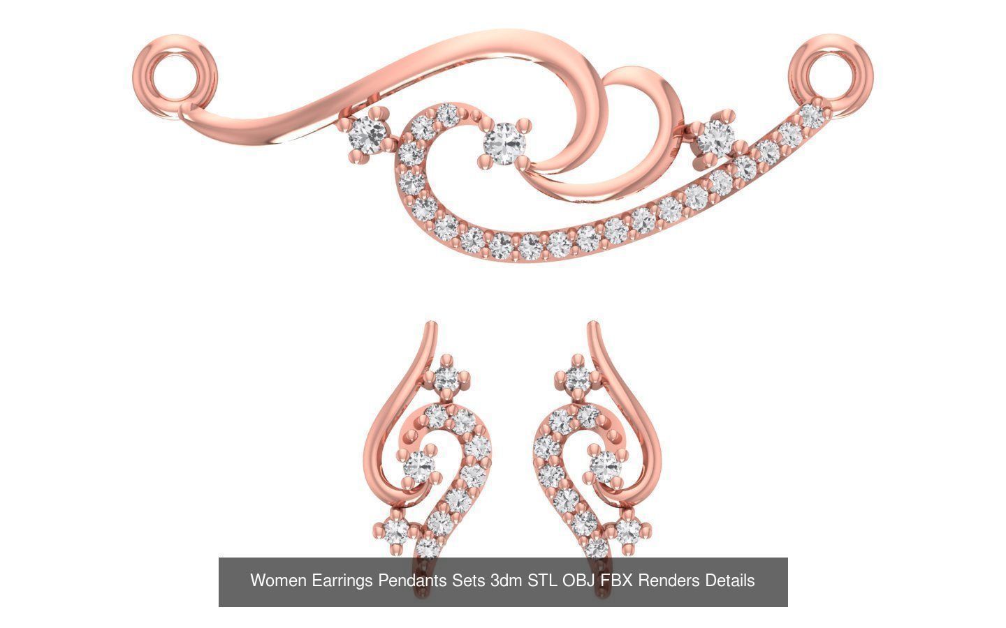 200 Women Earring Pendant Sets 3dm STL OBJ FBX Detail Collection _211