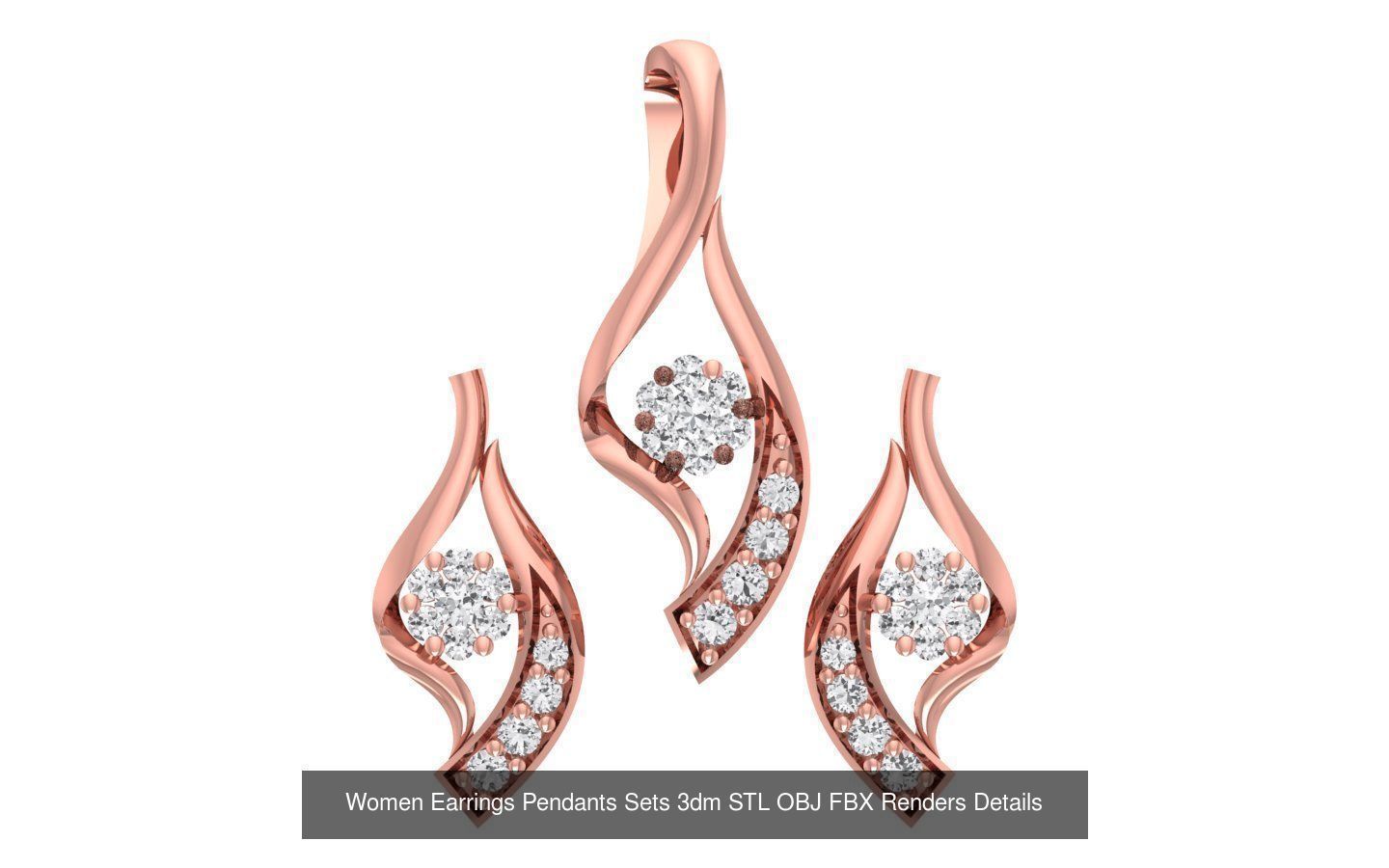 200 Women Earring Pendant Sets 3dm STL OBJ FBX Detail Collection _72