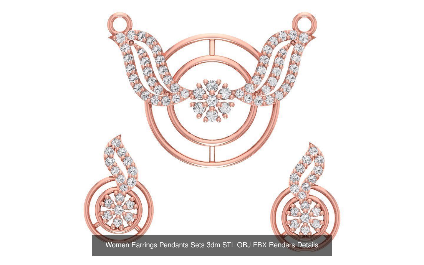 200 Women Earring Pendant Sets 3dm STL OBJ FBX Detail Collection _143