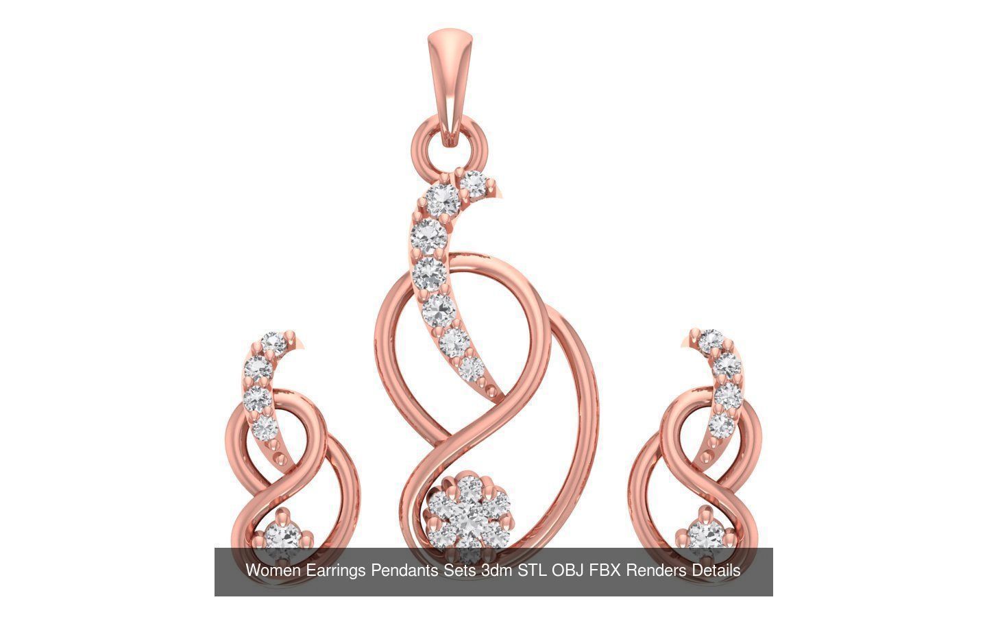 200 Women Earring Pendant Sets 3dm STL OBJ FBX Detail Collection _166