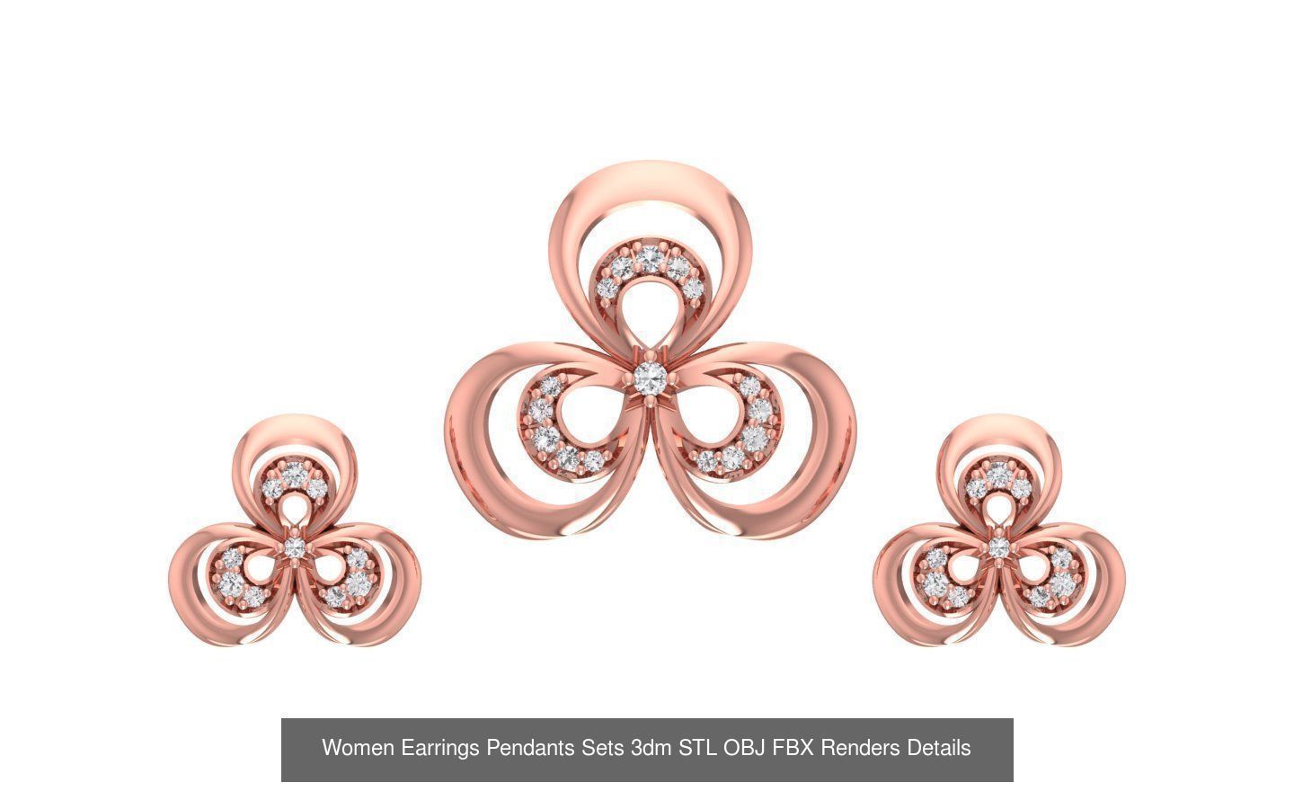 200 Women Earring Pendant Sets 3dm STL OBJ FBX Detail Collection _199