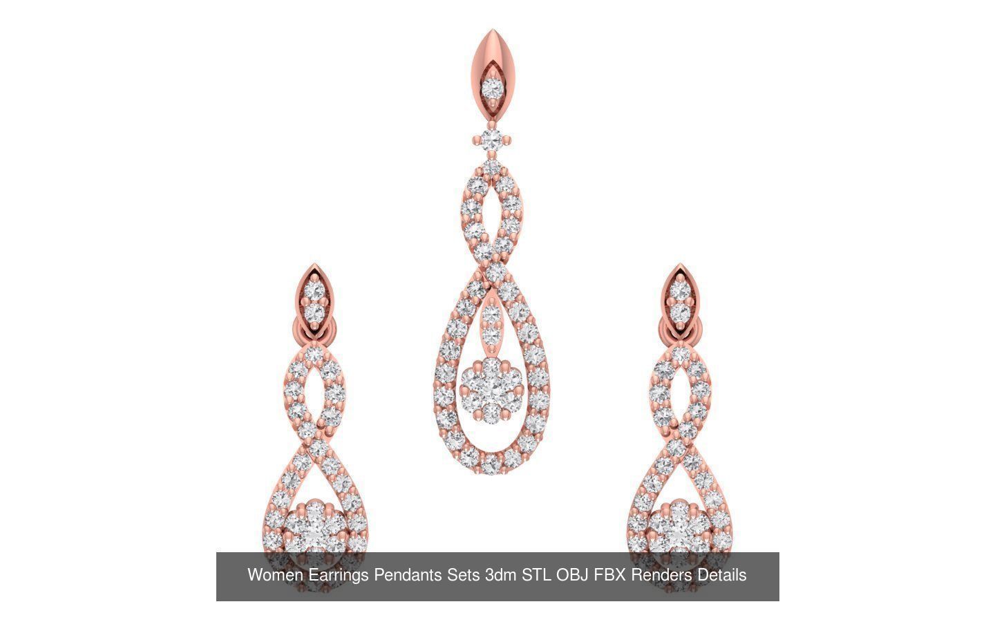 200 Women Earring Pendant Sets 3dm STL OBJ FBX Detail Collection _103