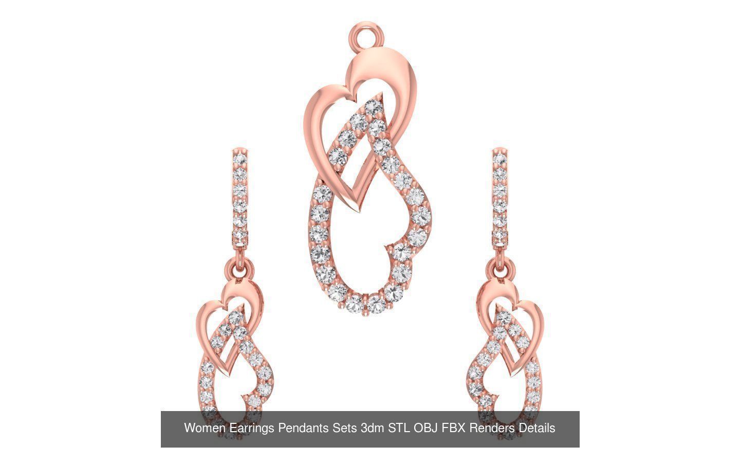 200 Women Earring Pendant Sets 3dm STL OBJ FBX Detail Collection _203