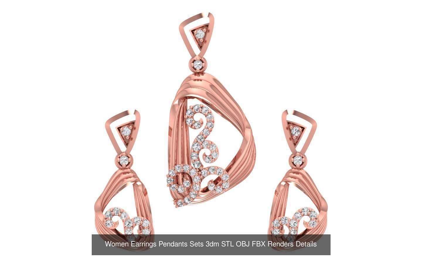 200 Women Earring Pendant Sets 3dm STL OBJ FBX Detail Collection _62