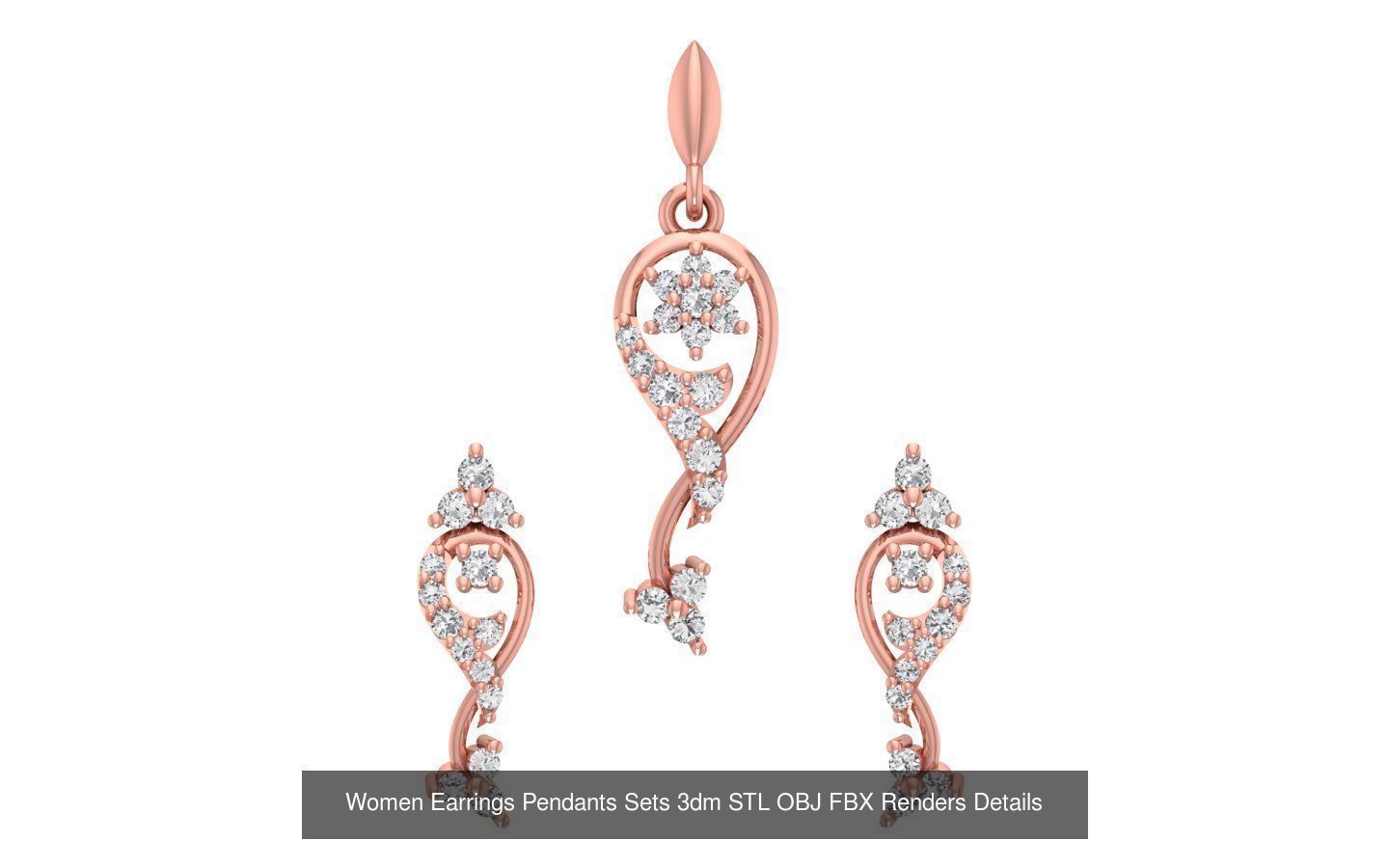 200 Women Earring Pendant Sets 3dm STL OBJ FBX Detail Collection _120