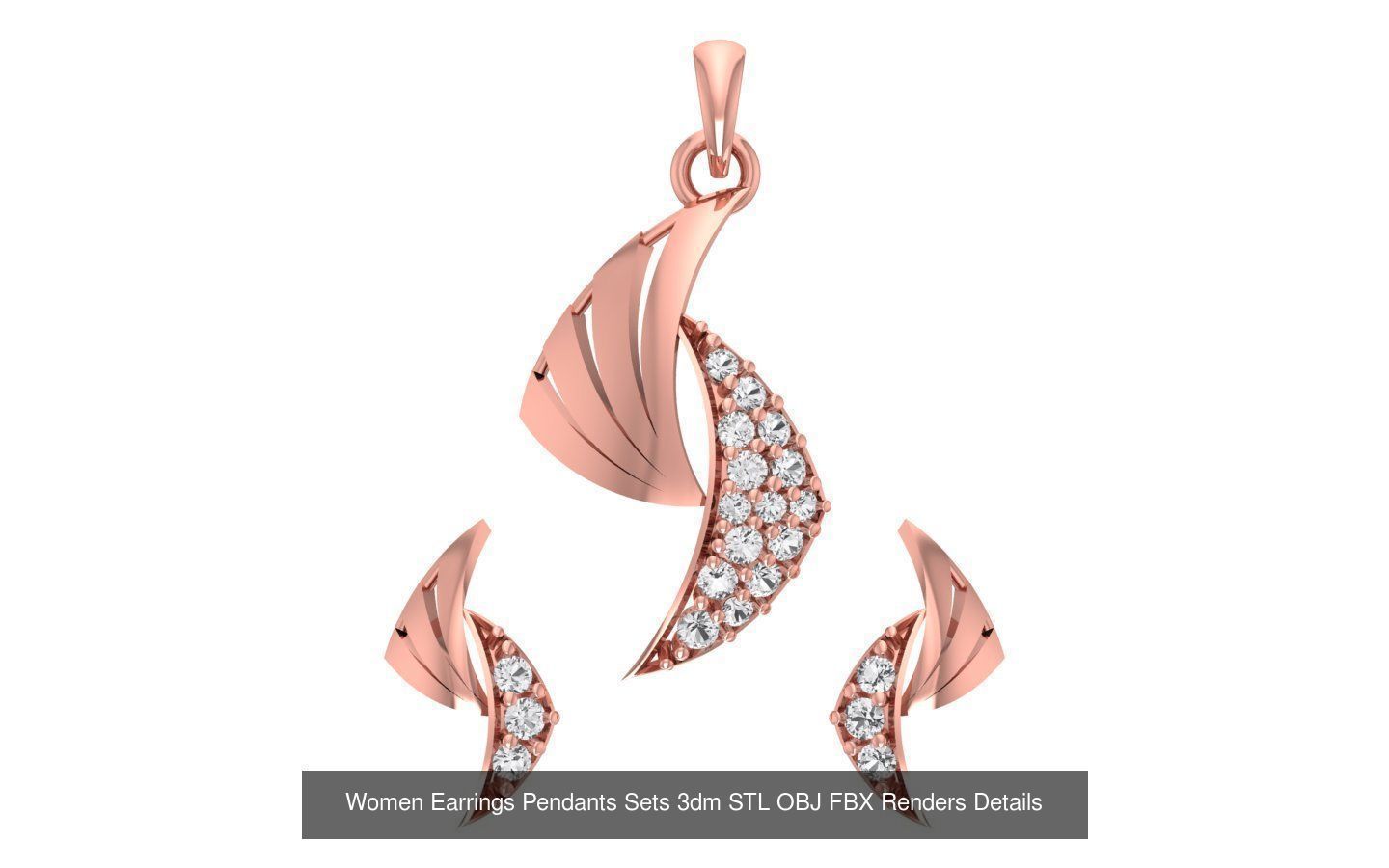 200 Women Earring Pendant Sets 3dm STL OBJ FBX Detail Collection _117