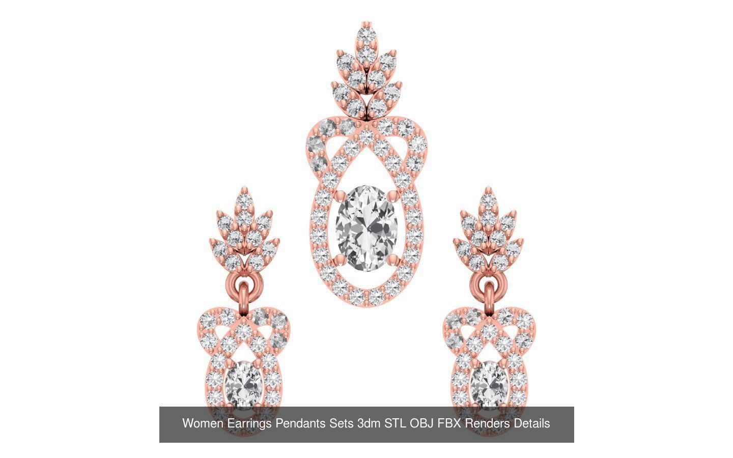 200 Women Earring Pendant Sets 3dm STL OBJ FBX Detail Collection _150