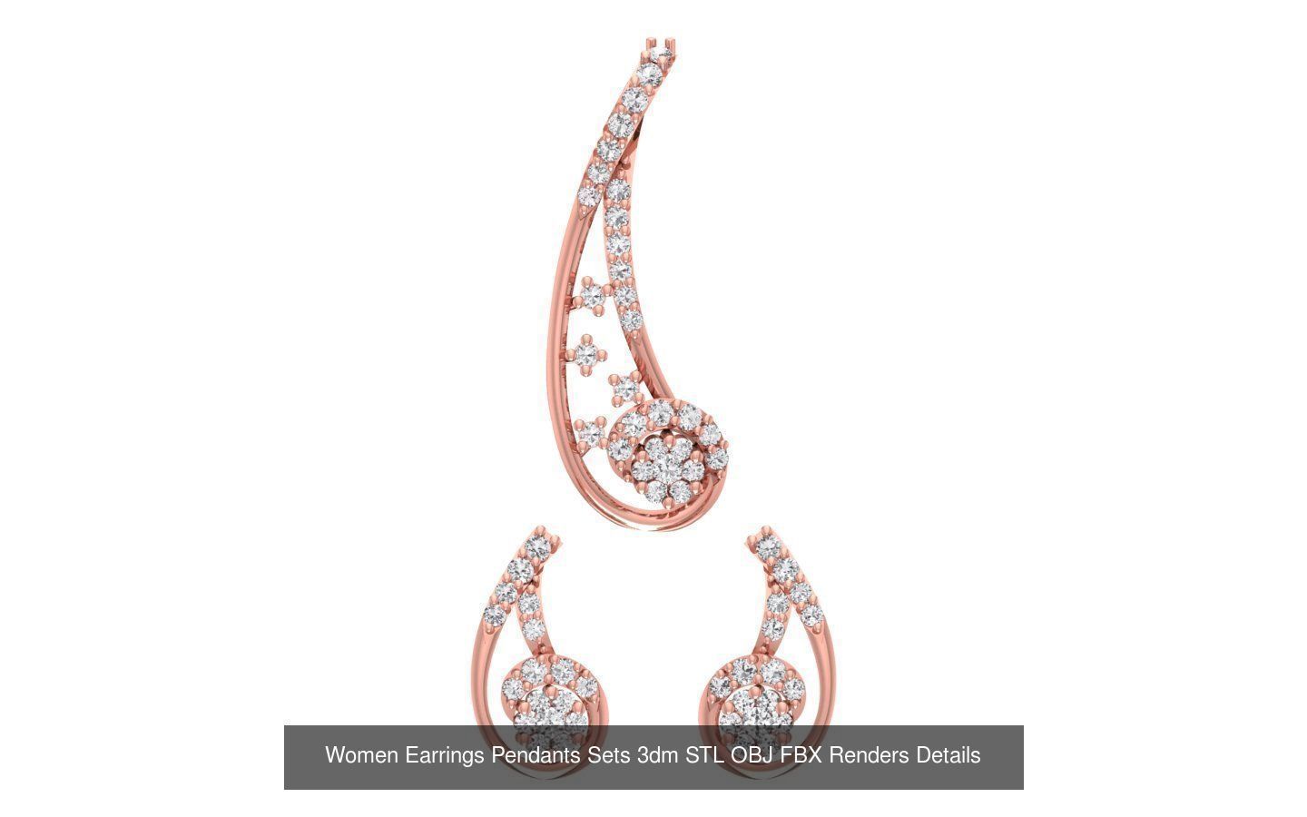 200 Women Earring Pendant Sets 3dm STL OBJ FBX Detail Collection _93