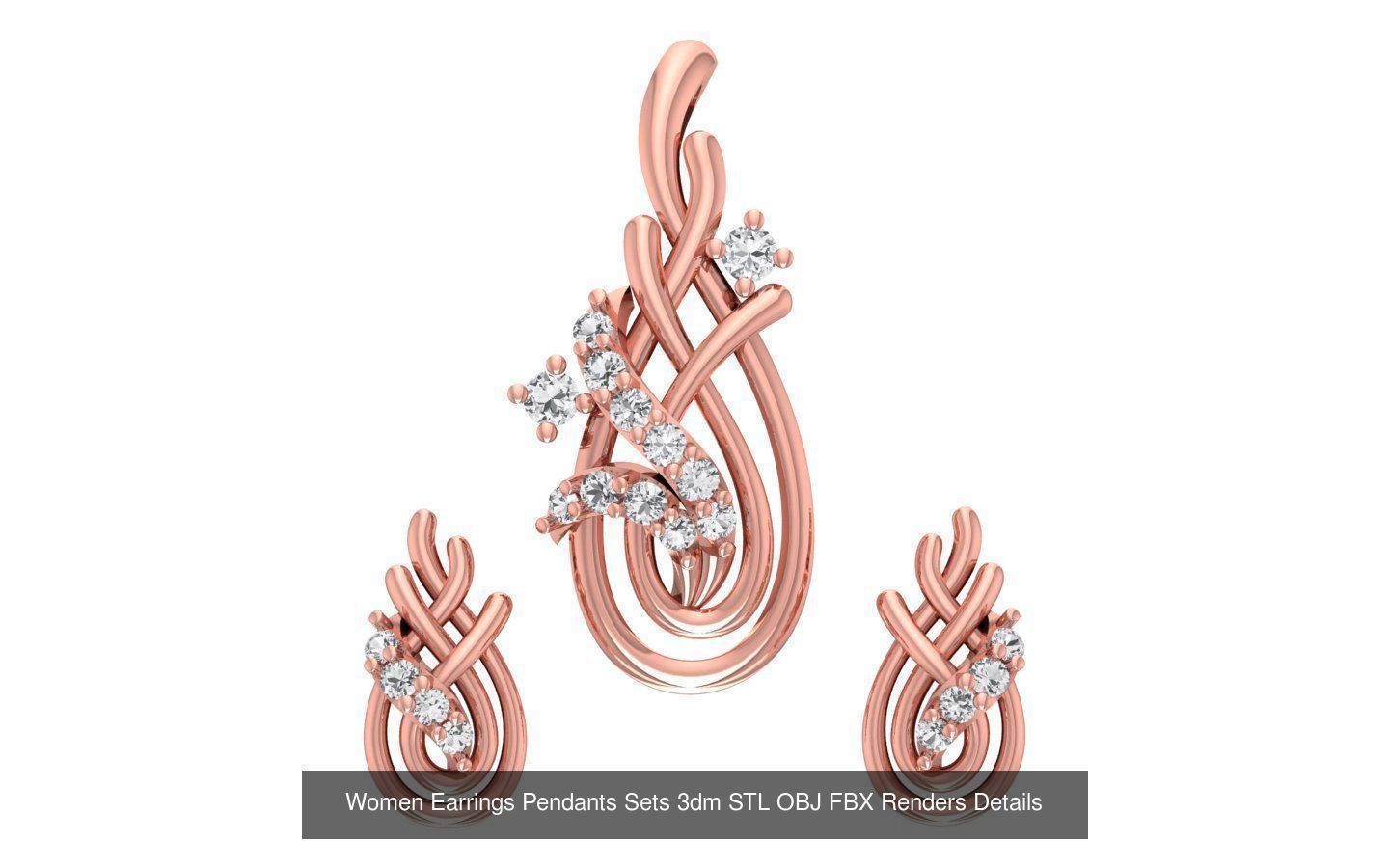 200 Women Earring Pendant Sets 3dm STL OBJ FBX Detail Collection _146