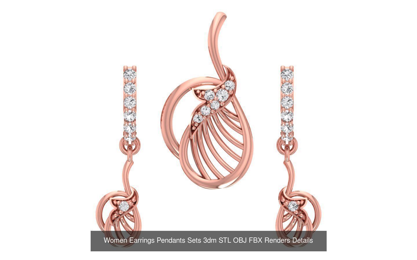 200 Women Earring Pendant Sets 3dm STL OBJ FBX Detail Collection _113
