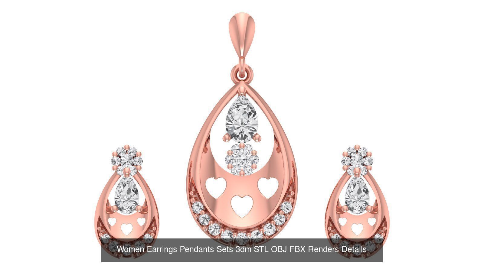 200 Women Earring Pendant Sets 3dm STL OBJ FBX Detail Collection _56