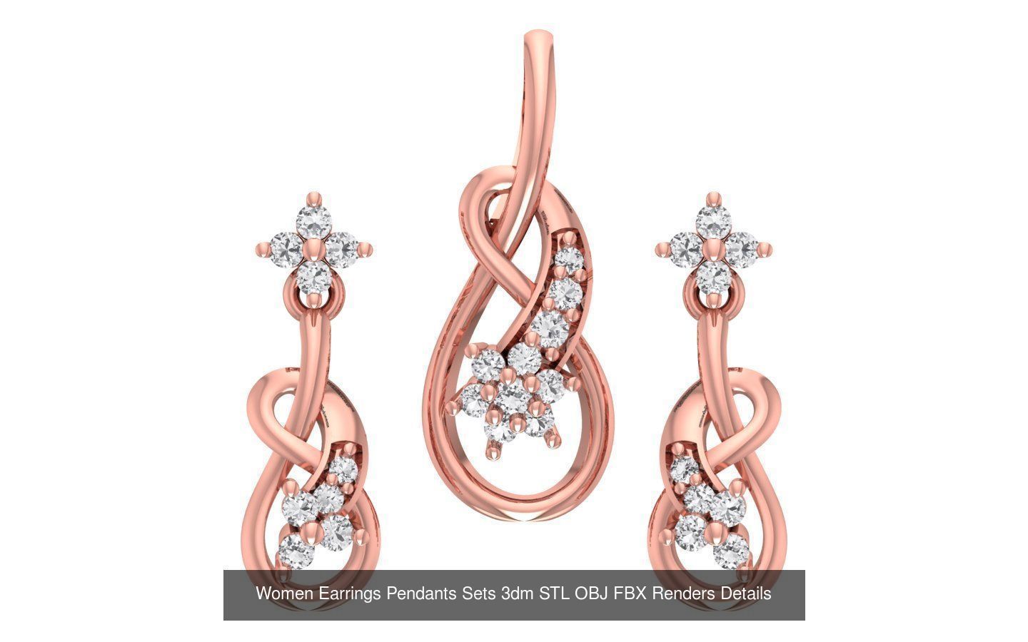 200 Women Earring Pendant Sets 3dm STL OBJ FBX Detail Collection _119