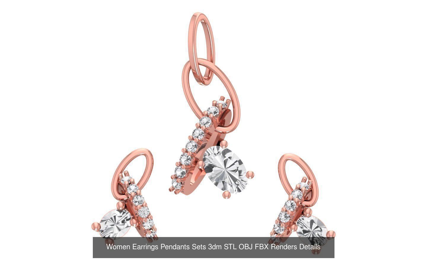 200 Women Earring Pendant Sets 3dm STL OBJ FBX Detail Collection _154