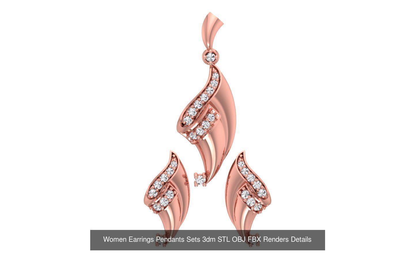 200 Women Earring Pendant Sets 3dm STL OBJ FBX Detail Collection _69