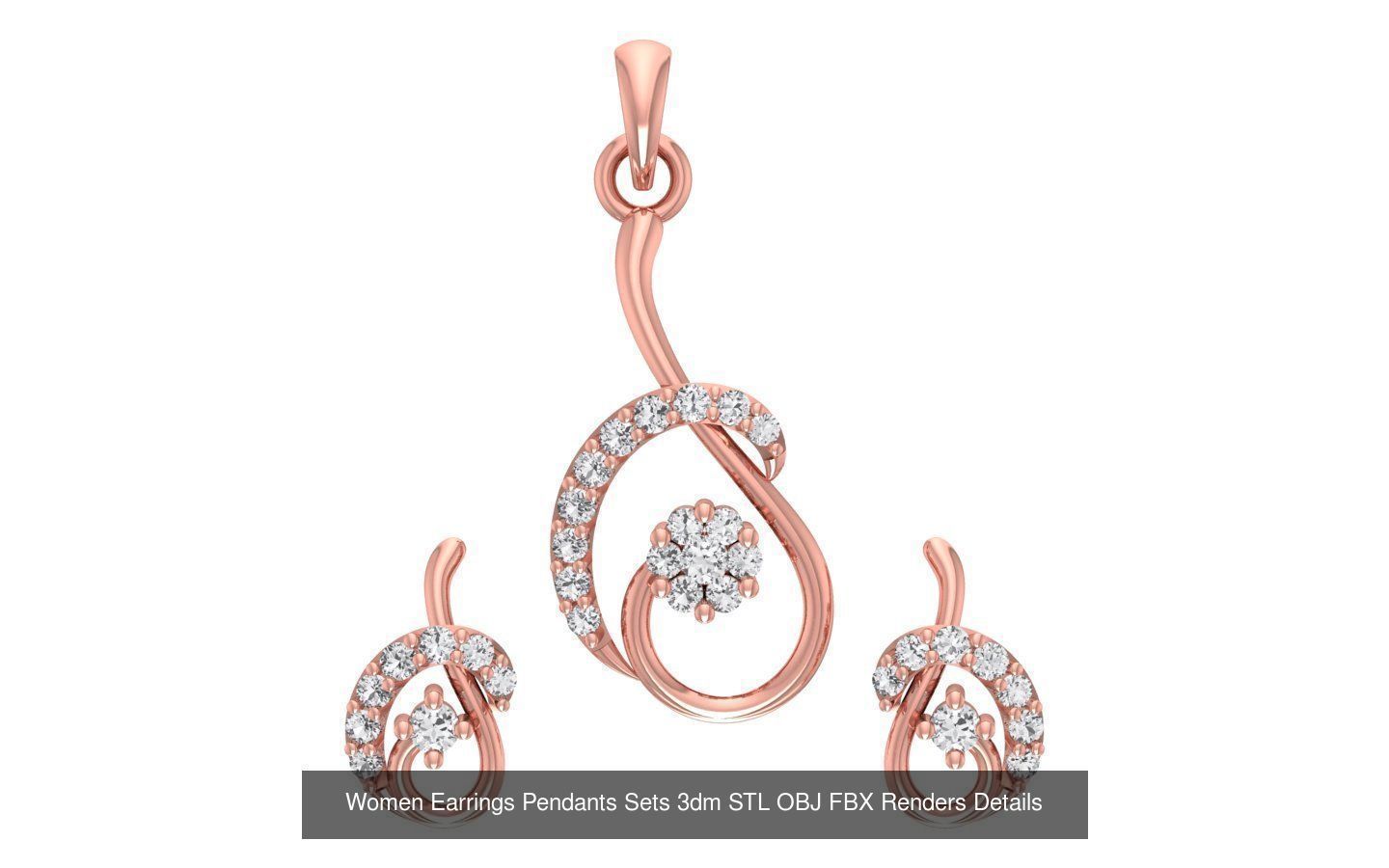 200 Women Earring Pendant Sets 3dm STL OBJ FBX Detail Collection _168