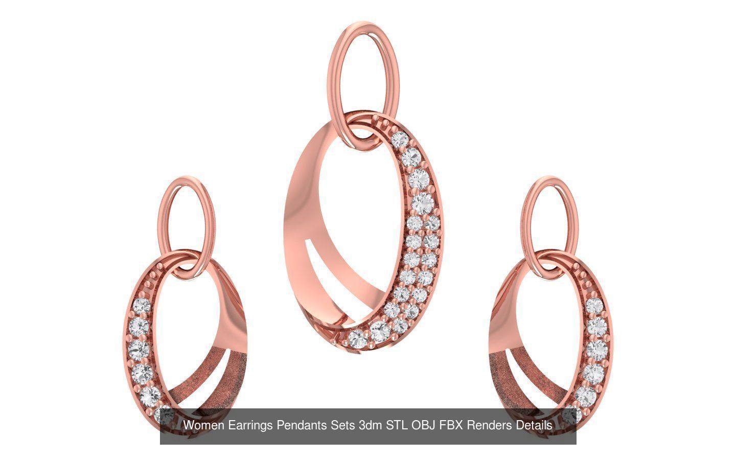 200 Women Earring Pendant Sets 3dm STL OBJ FBX Detail Collection _82