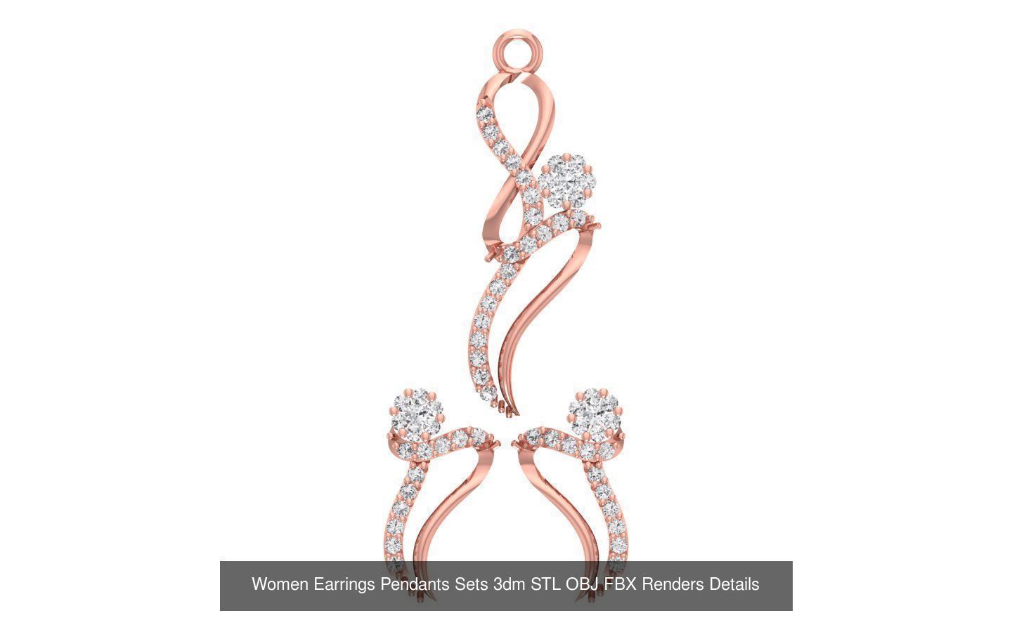 200 Women Earring Pendant Sets 3dm STL OBJ FBX Detail Collection _100