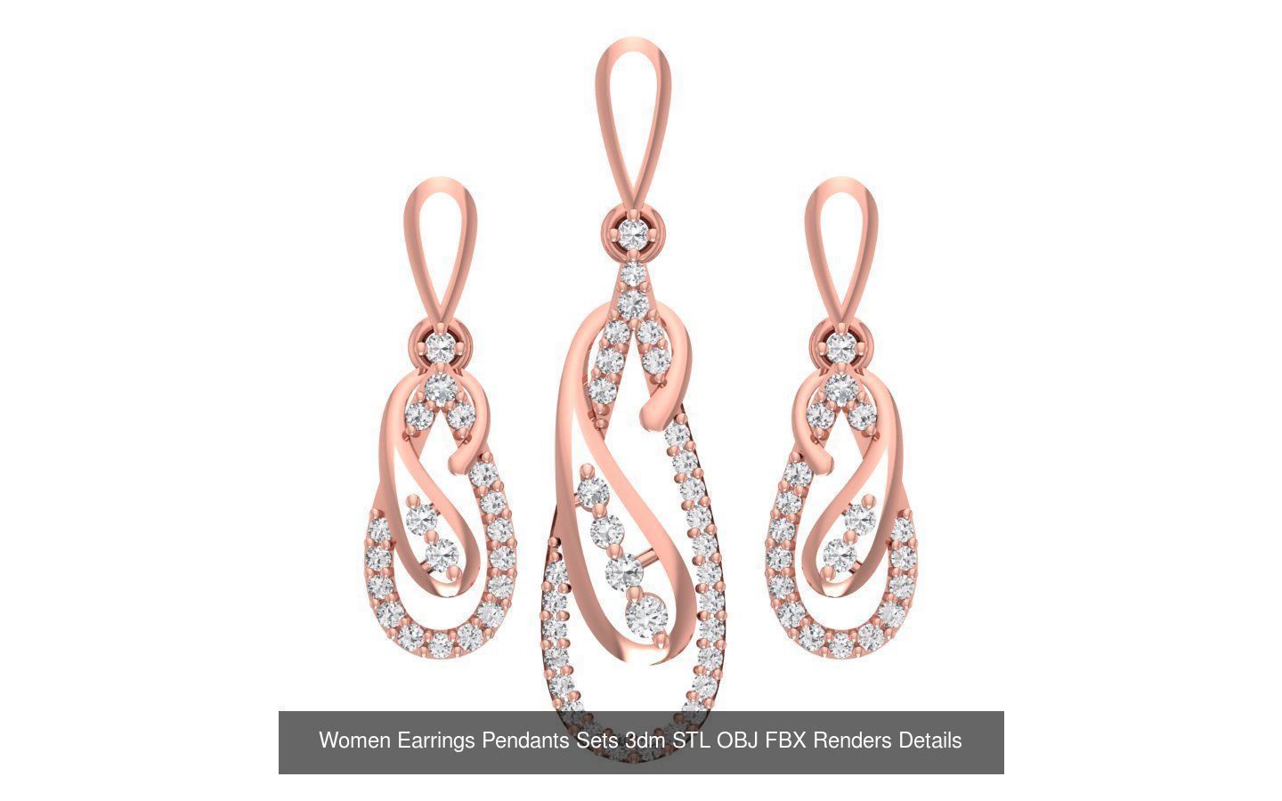 200 Women Earring Pendant Sets 3dm STL OBJ FBX Detail Collection _75