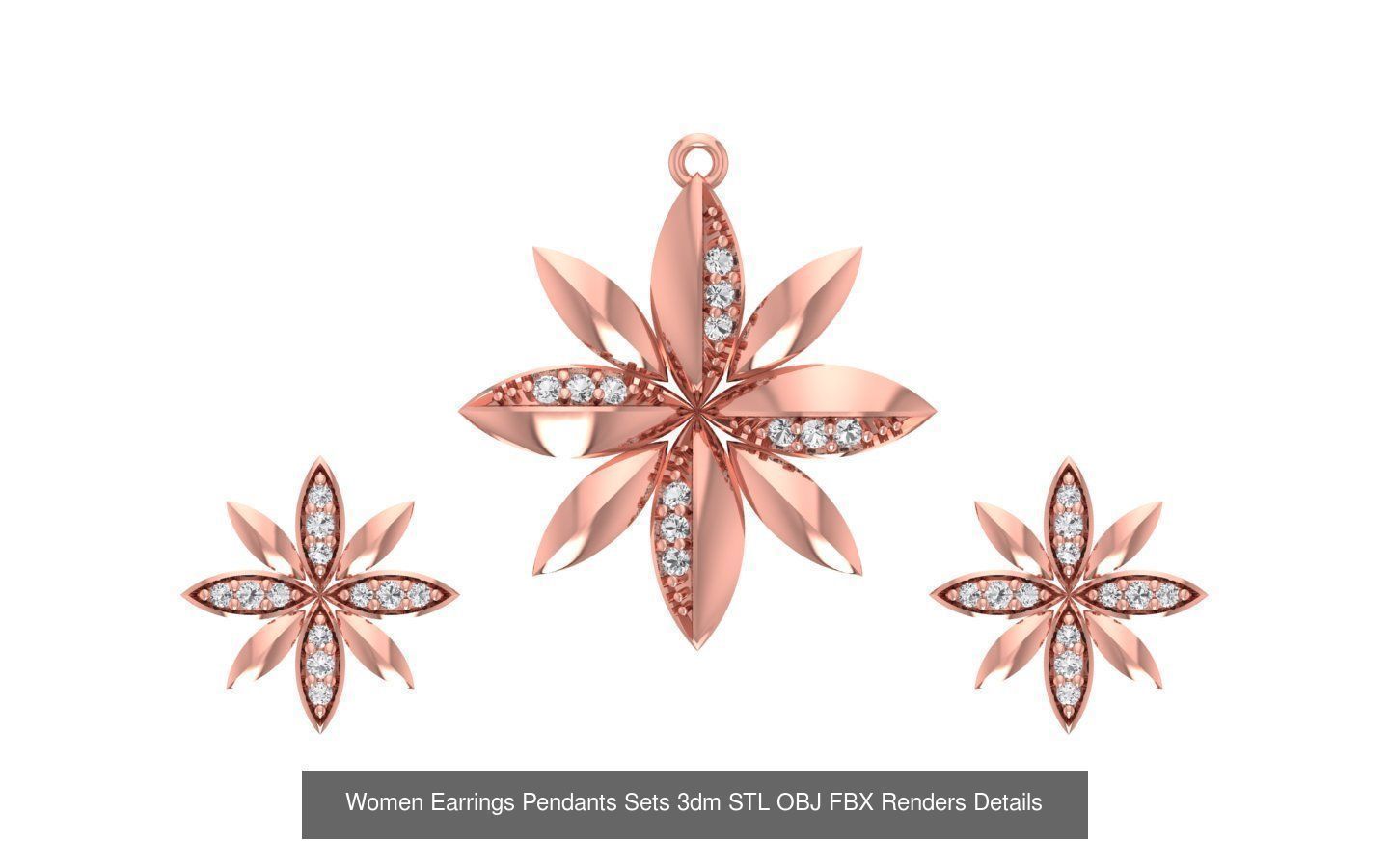 200 Women Earring Pendant Sets 3dm STL OBJ FBX Detail Collection _194