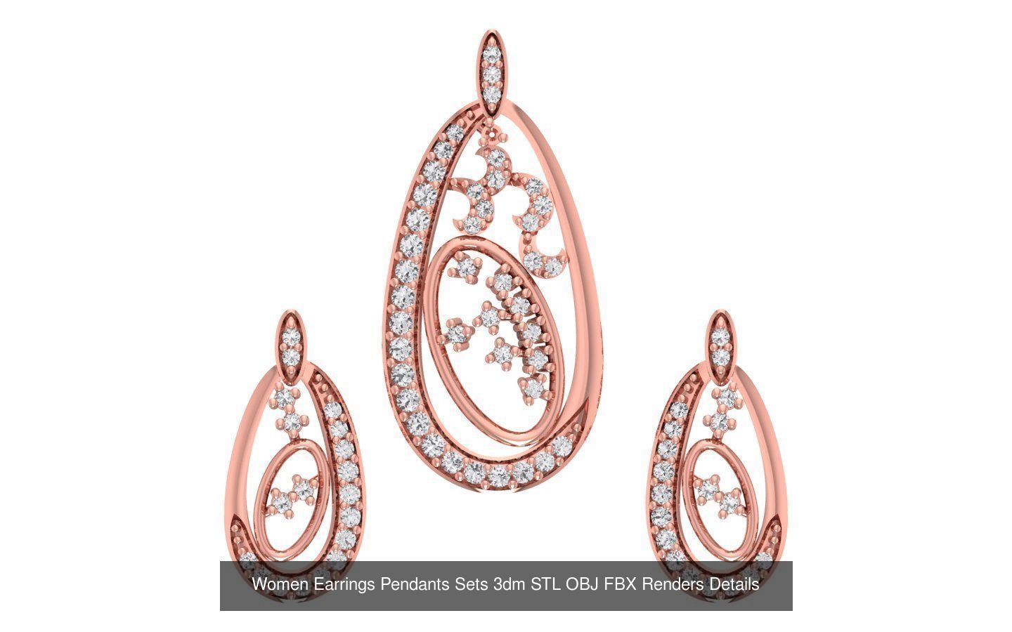 200 Women Earring Pendant Sets 3dm STL OBJ FBX Detail Collection _104