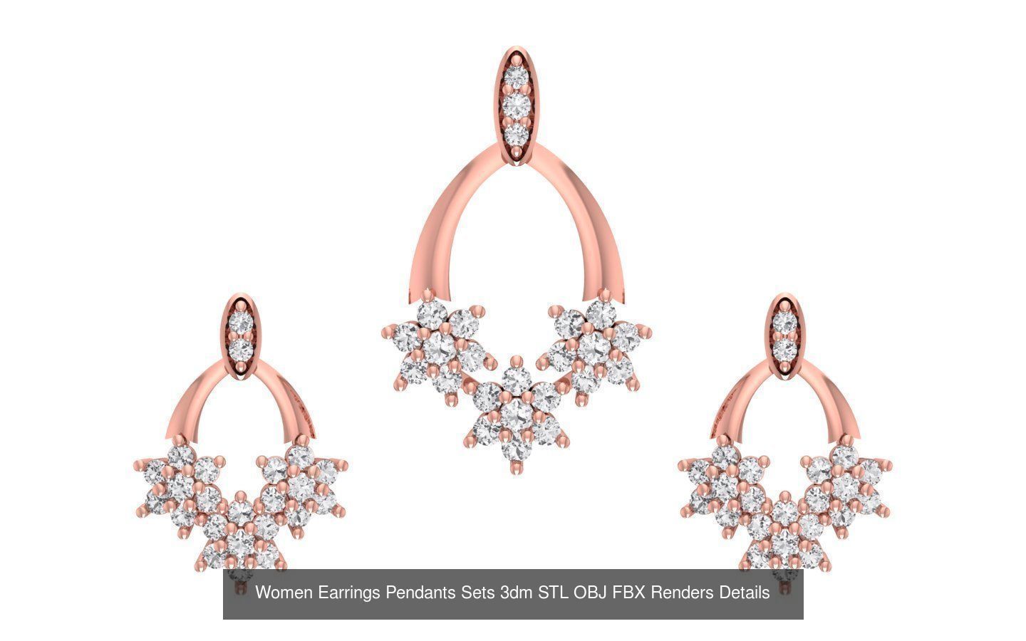 200 Women Earring Pendant Sets 3dm STL OBJ FBX Detail Collection _189