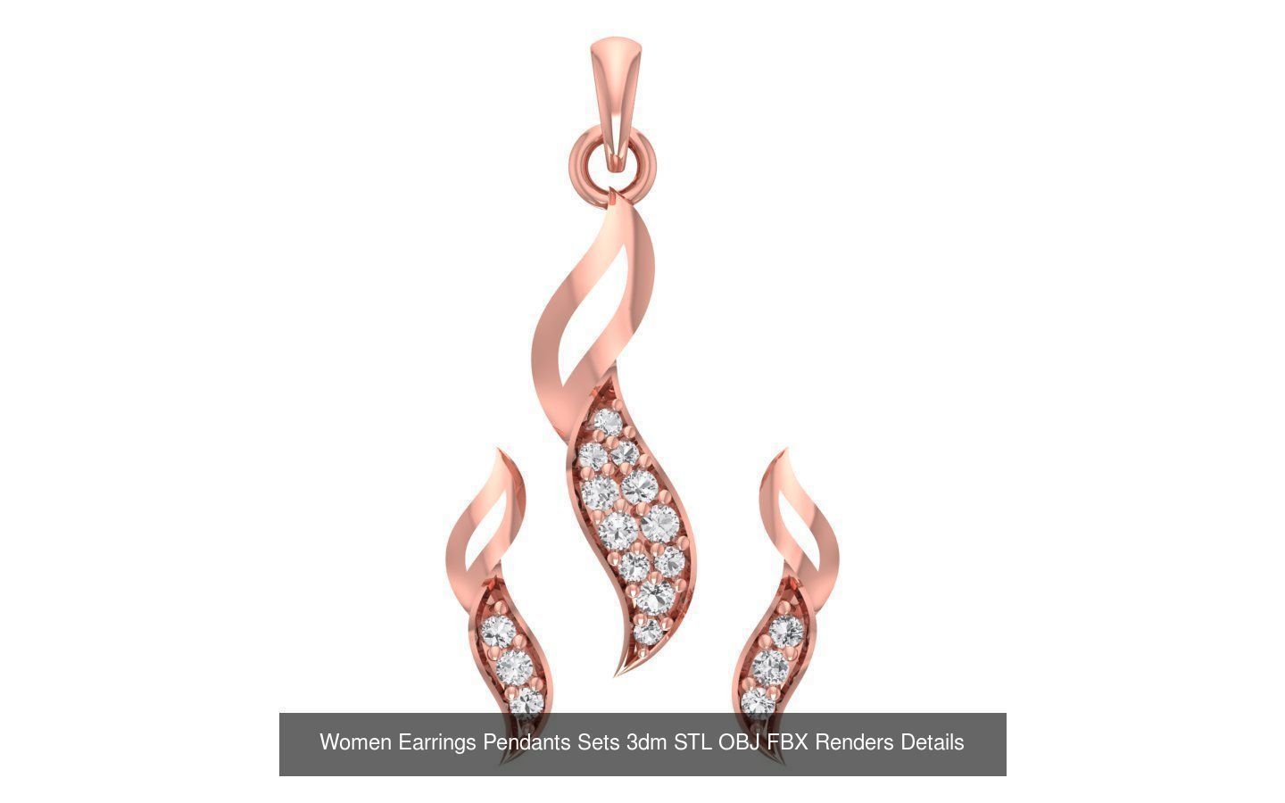 200 Women Earring Pendant Sets 3dm STL OBJ FBX Detail Collection _81