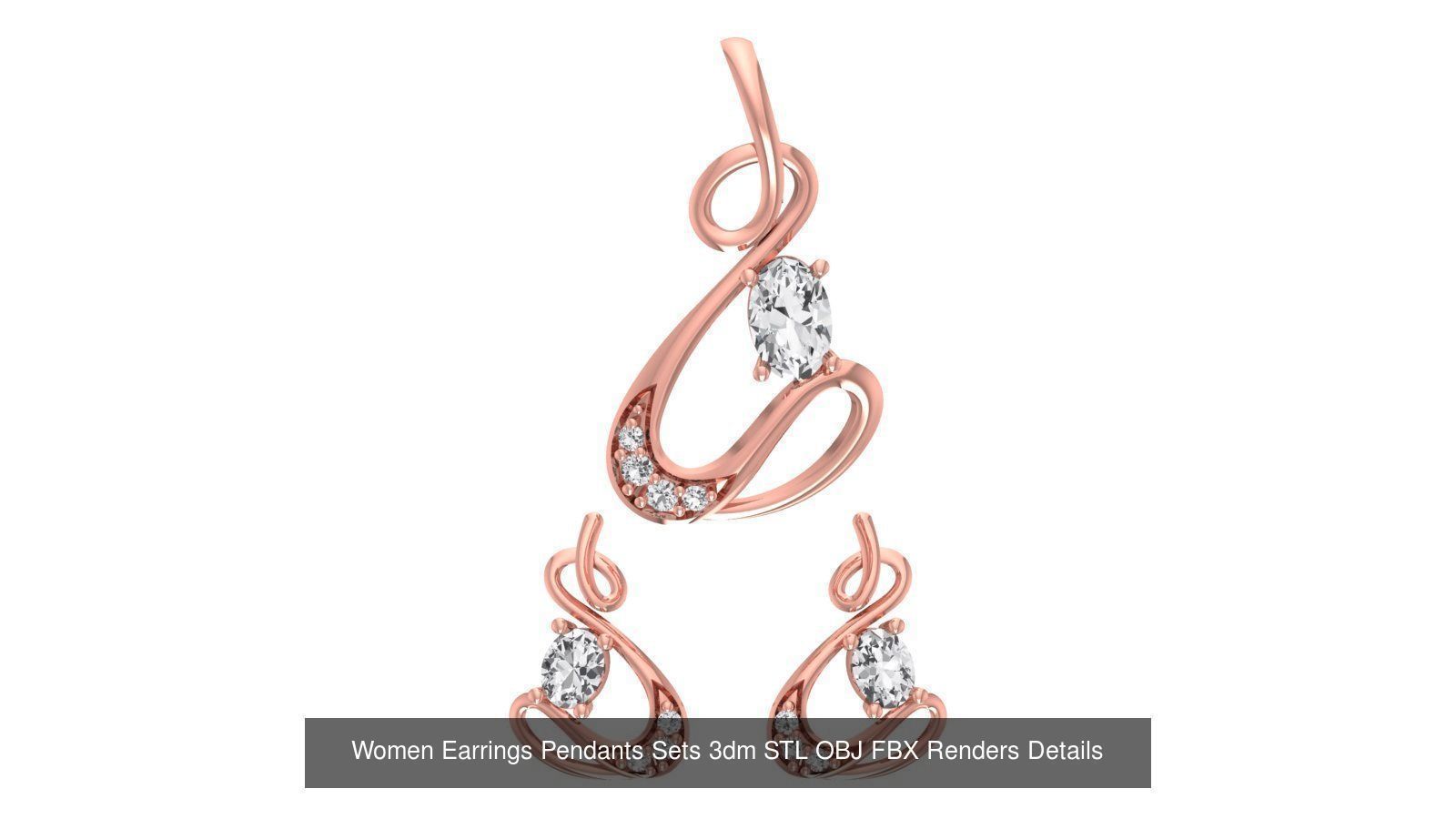 200 Women Earring Pendant Sets 3dm STL OBJ FBX Detail Collection _55