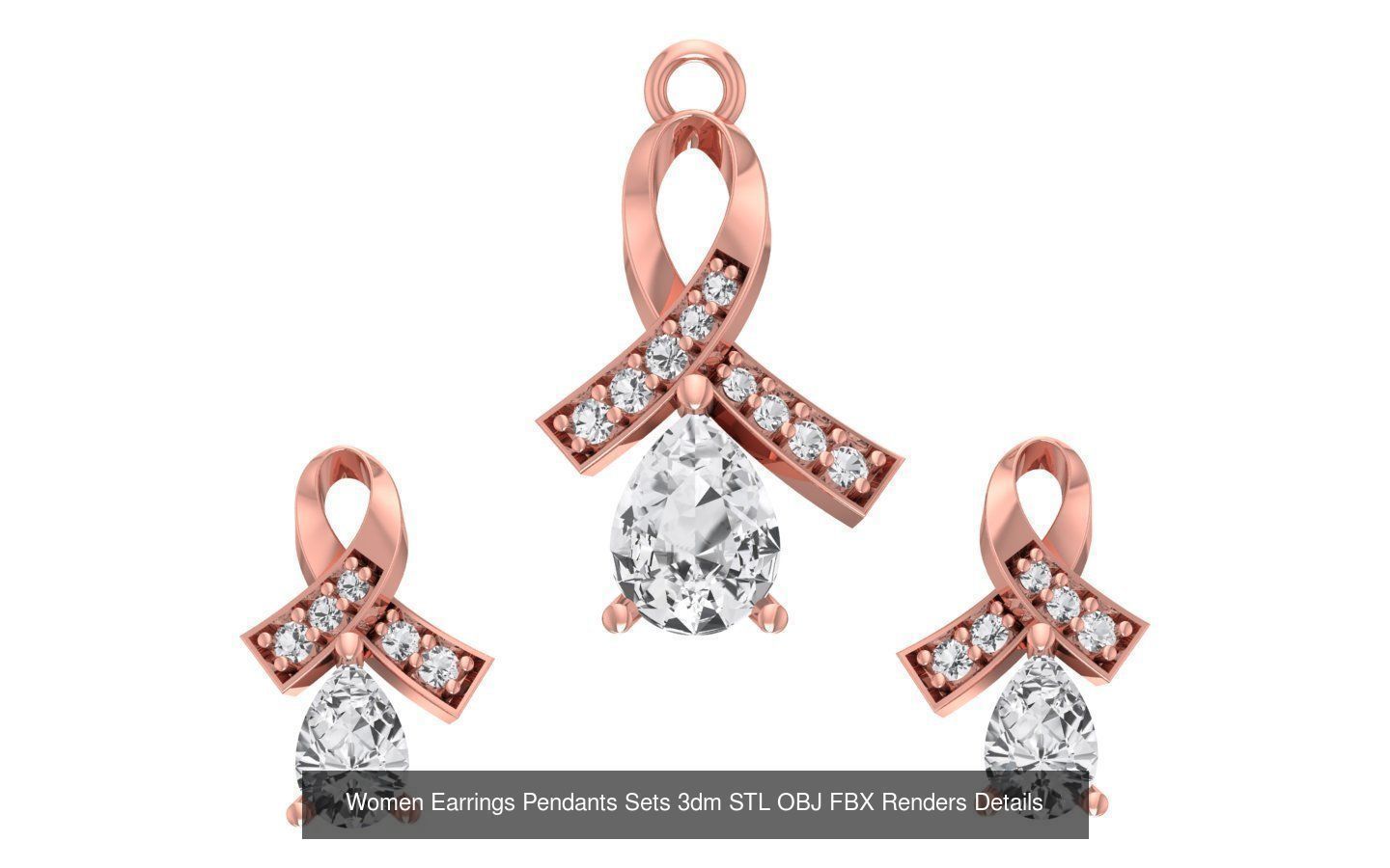 200 Women Earring Pendant Sets 3dm STL OBJ FBX Detail Collection _152