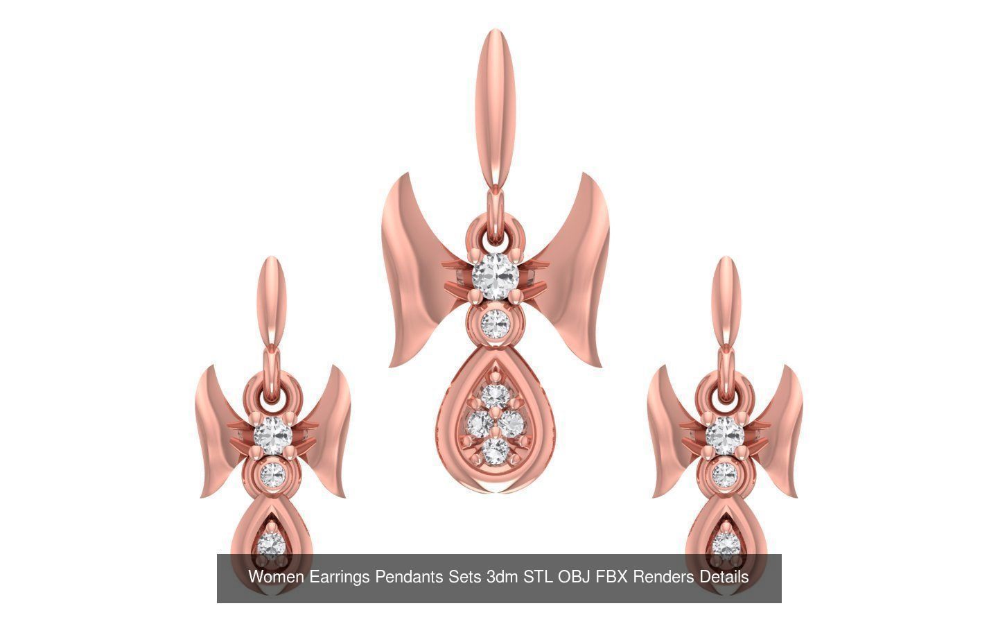 200 Women Earring Pendant Sets 3dm STL OBJ FBX Detail Collection _188