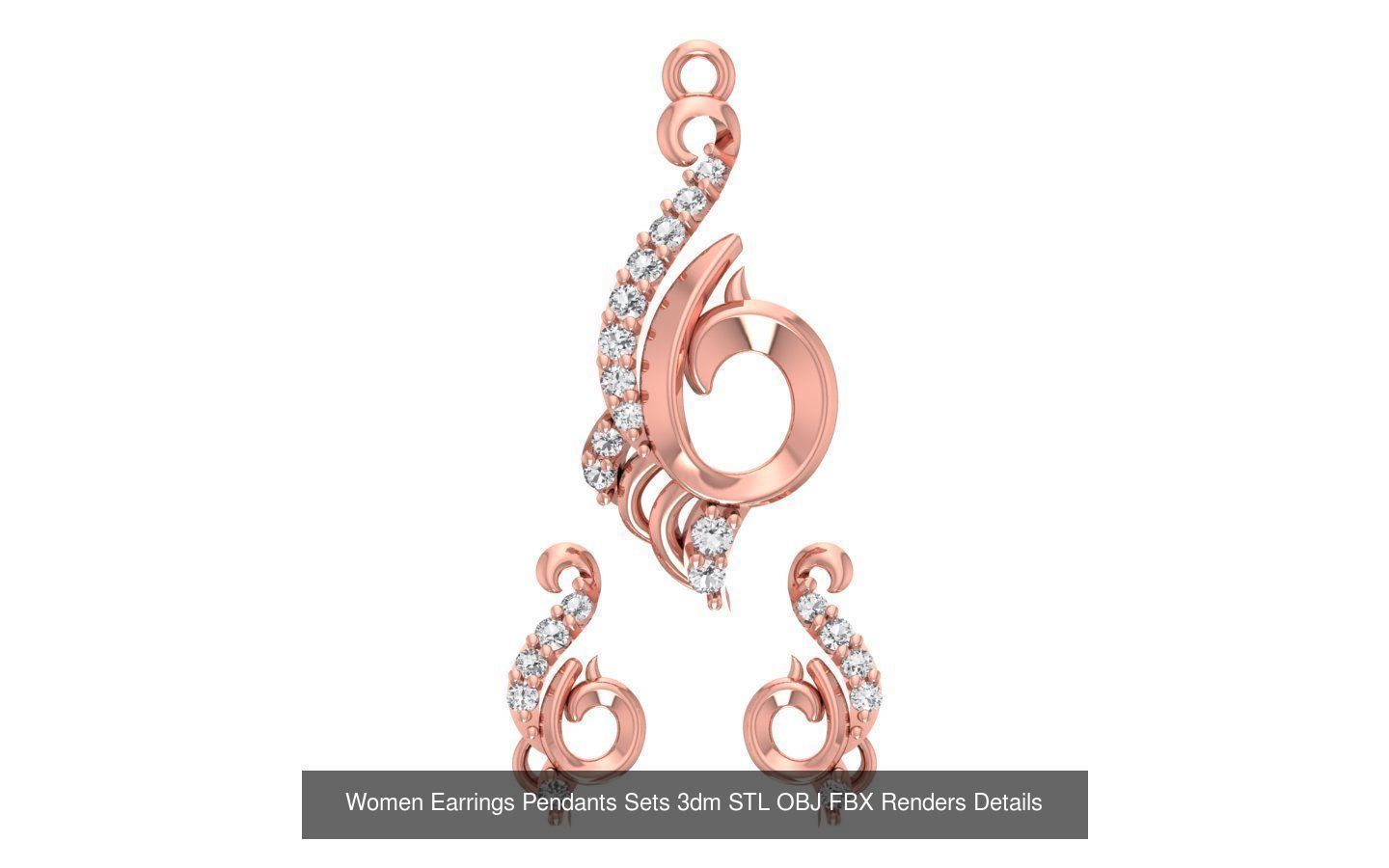 200 Women Earring Pendant Sets 3dm STL OBJ FBX Detail Collection _145