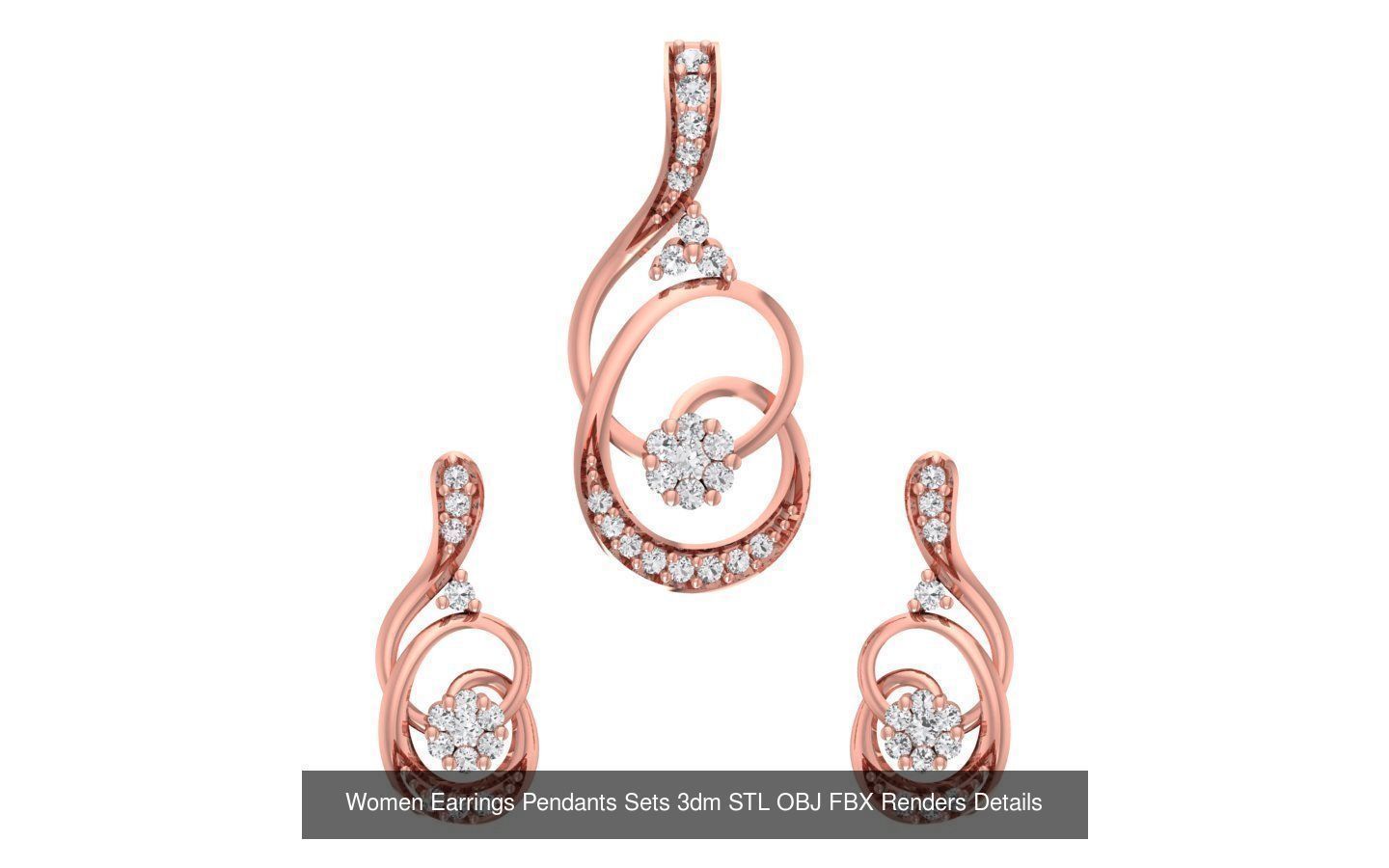 200 Women Earring Pendant Sets 3dm STL OBJ FBX Detail Collection _105