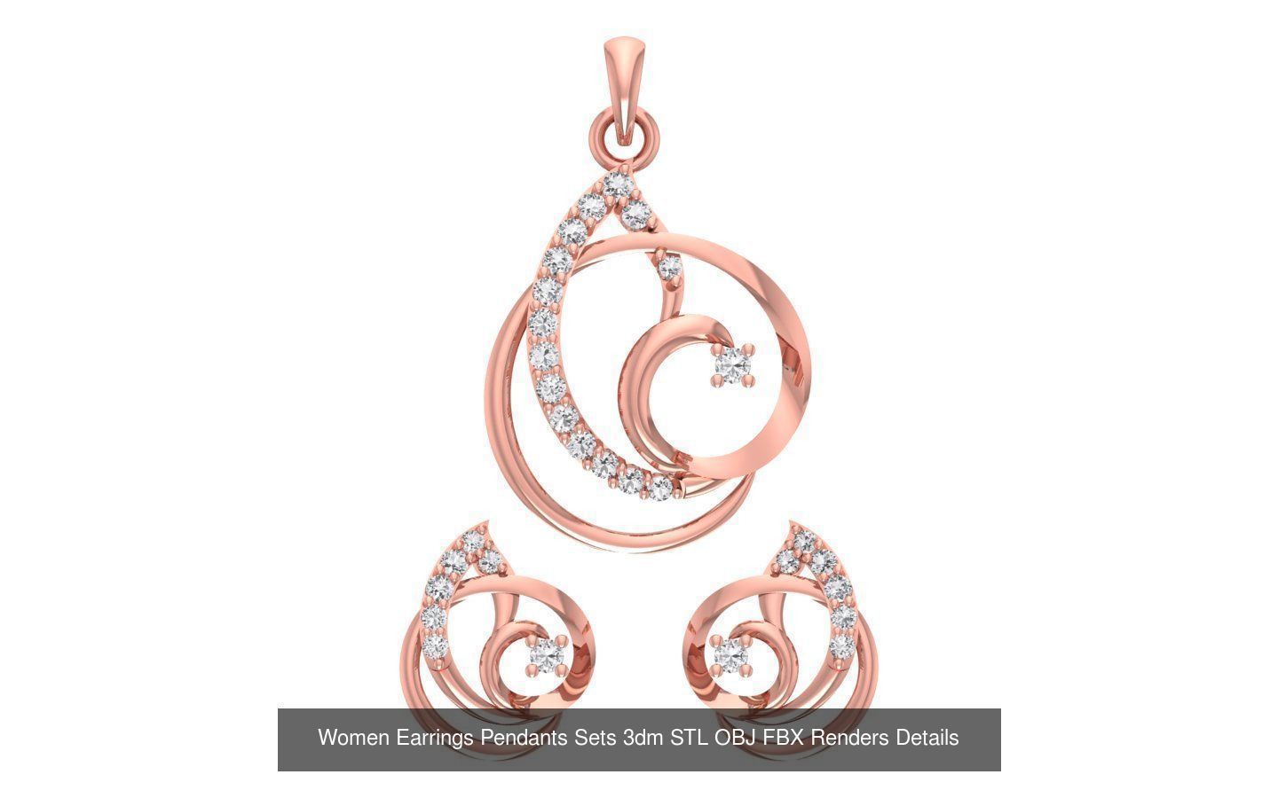 200 Women Earring Pendant Sets 3dm STL OBJ FBX Detail Collection _114