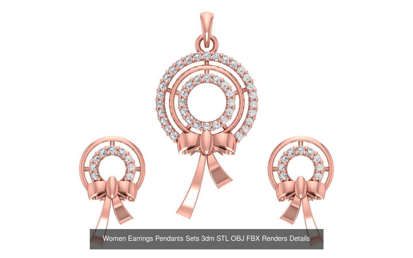 200 Women Earring Pendant Sets 3dm STL OBJ FBX Detail Collection _78