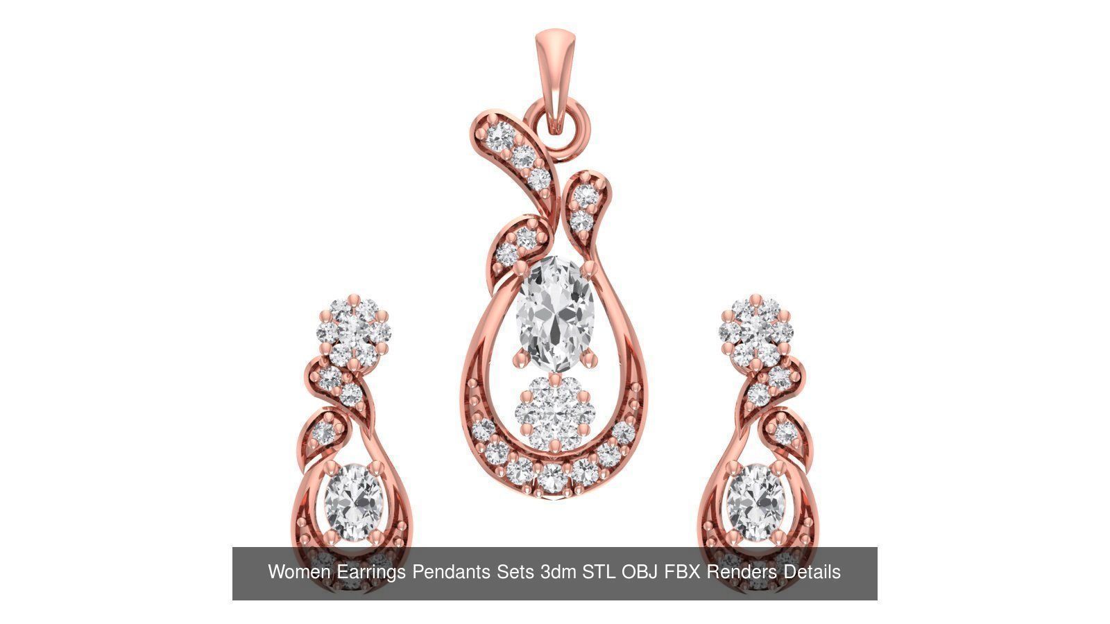 200 Women Earring Pendant Sets 3dm STL OBJ FBX Detail Collection _57